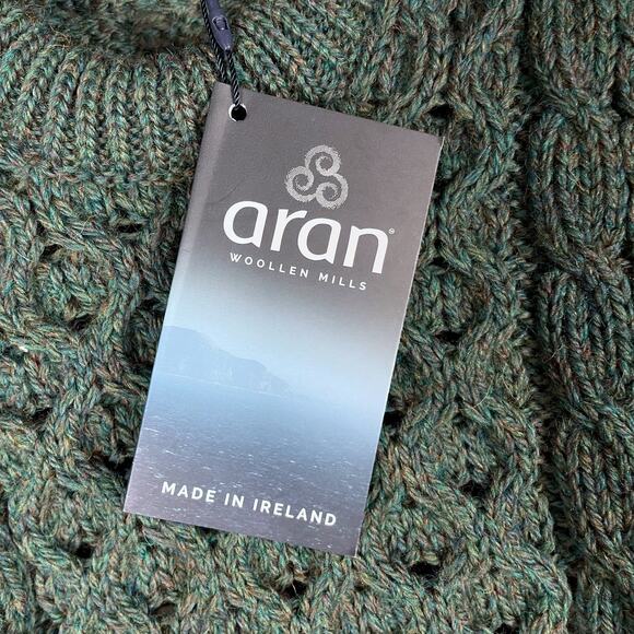 Aran Inisheer Sweater Green Wool Cable Knit Pullover Ireland Sz XL Men's - Picture 10 of 11